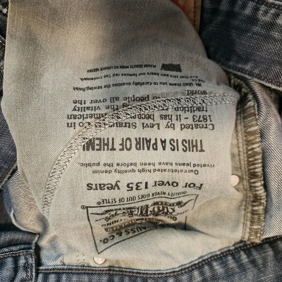 Levi's 514 Men's Whiskered Denim Jeans Dark Blue 34W 30L Circa 2008 - Picture 8 of 9